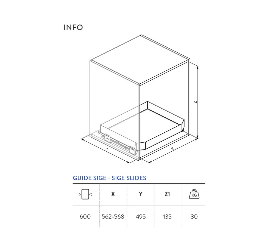 Cajón Despensa Proline 495x600x135mm 30kg Cierre Suave Gris image number null