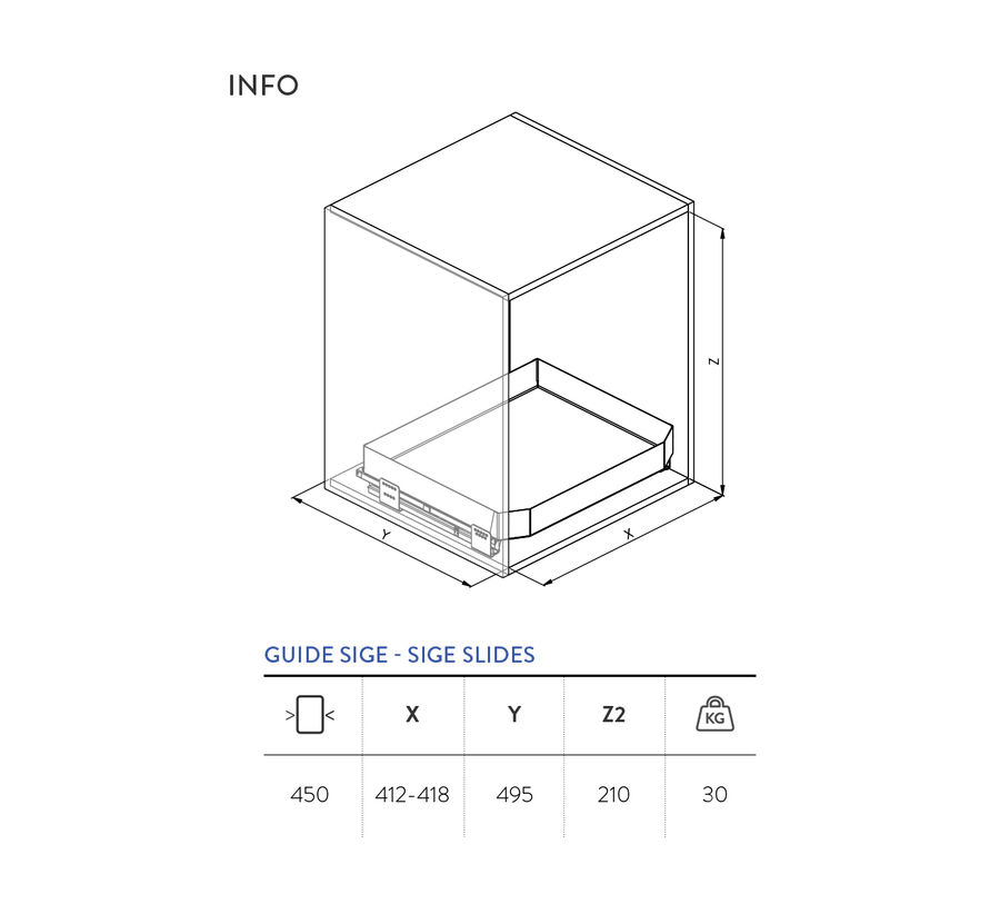 Cajón Despensa Proline 495x450x210mm 30kg Cierre Suave Gris image number null