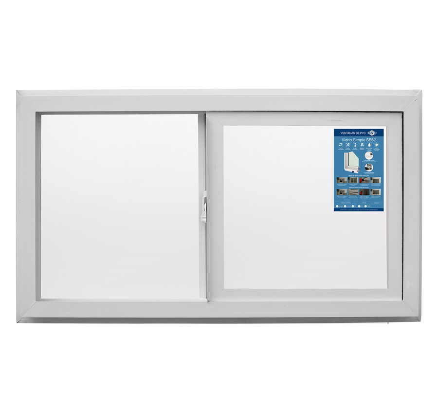 Ventana PVC Vidrio Simple Corredera Advance 121x100cm Blanco image number null