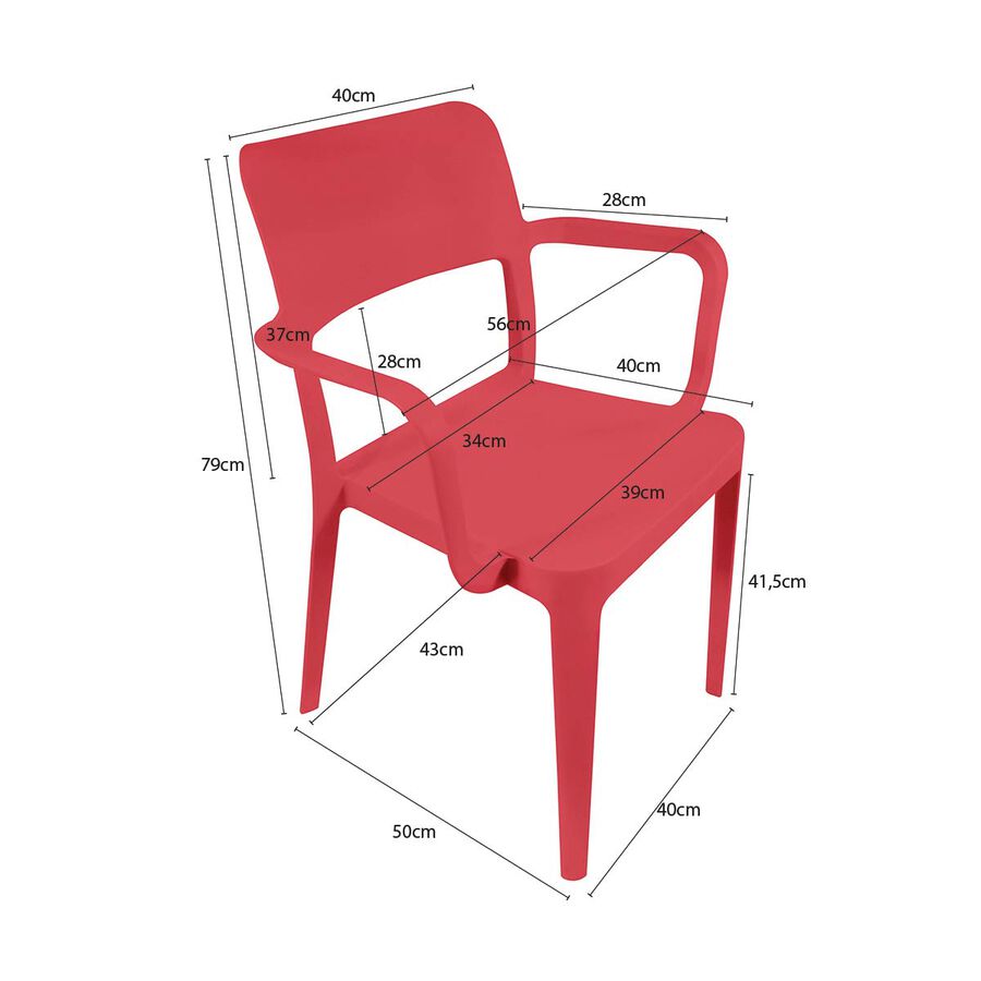 Silla Minimal Con Apoya Brazos Roja image number null